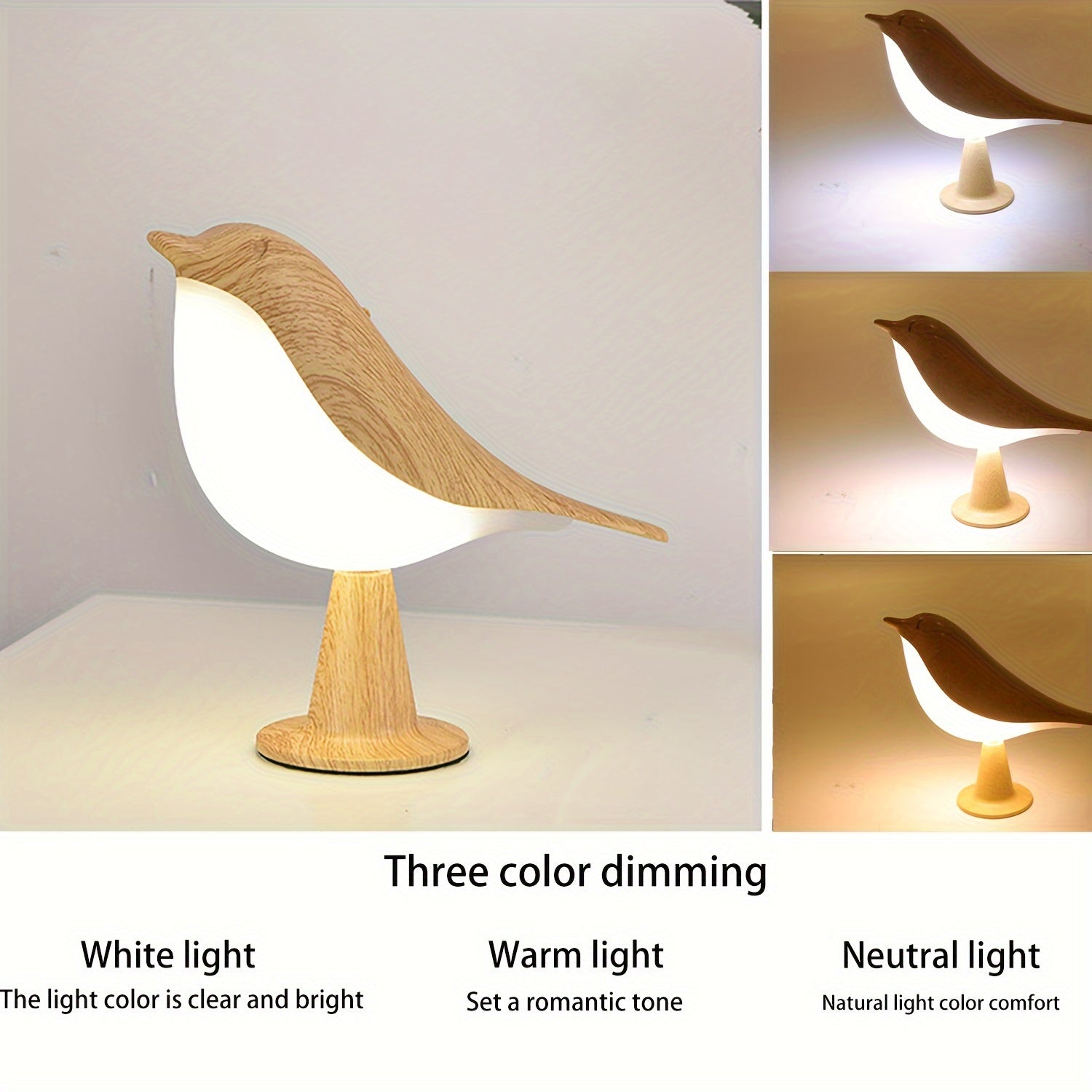 Bird LED Night Light – Touch Rechargeable Desk Lamp - 4USelects