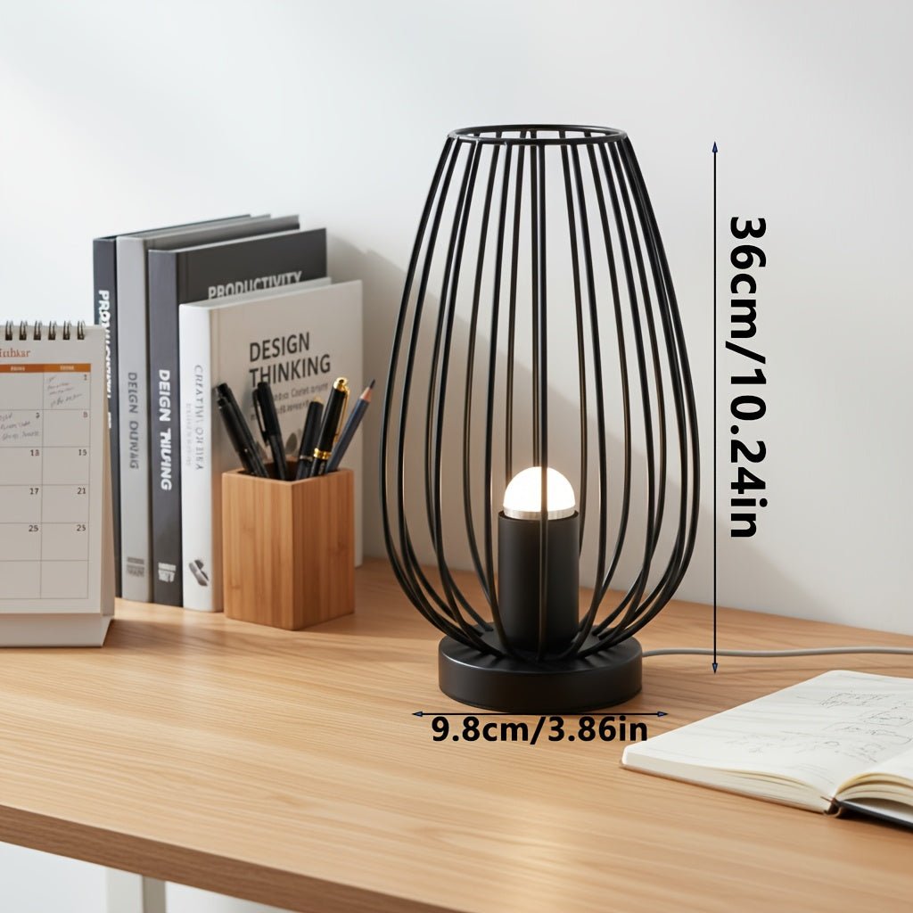 Black Wrought Iron LED Desk Lamp – Minimalist Art - 4USelects