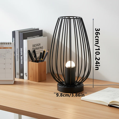 Black Wrought Iron LED Desk Lamp – Minimalist Art - 4USelects