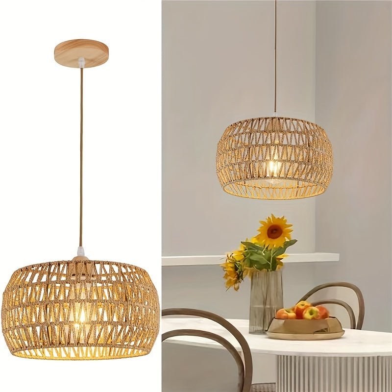 Boho Rattan Chandelier - Woven Basket Pendant Light - 4USelects