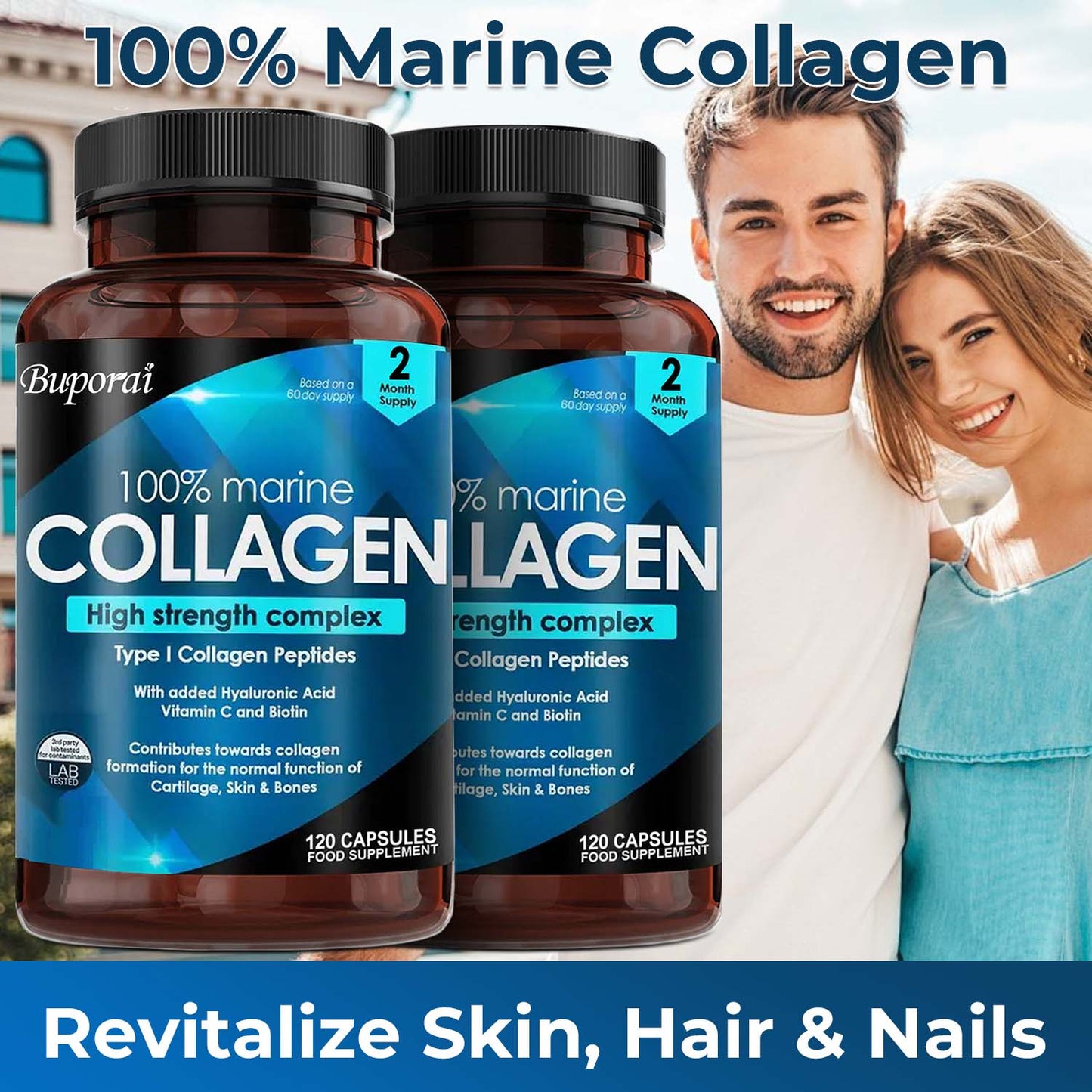 Collagen Capsules for Skin Hair Nails (2 Bottles) - 4USelects