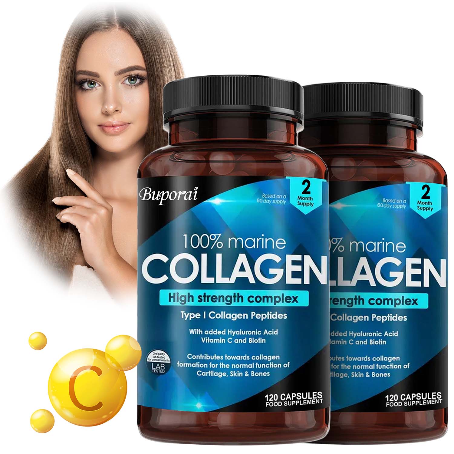 Collagen Capsules for Skin Hair Nails (2 Bottles) - 4USelects