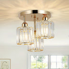 Crystal Ceiling Light Fixture - 3 - Light Gold Semi - Flush - 4USelects