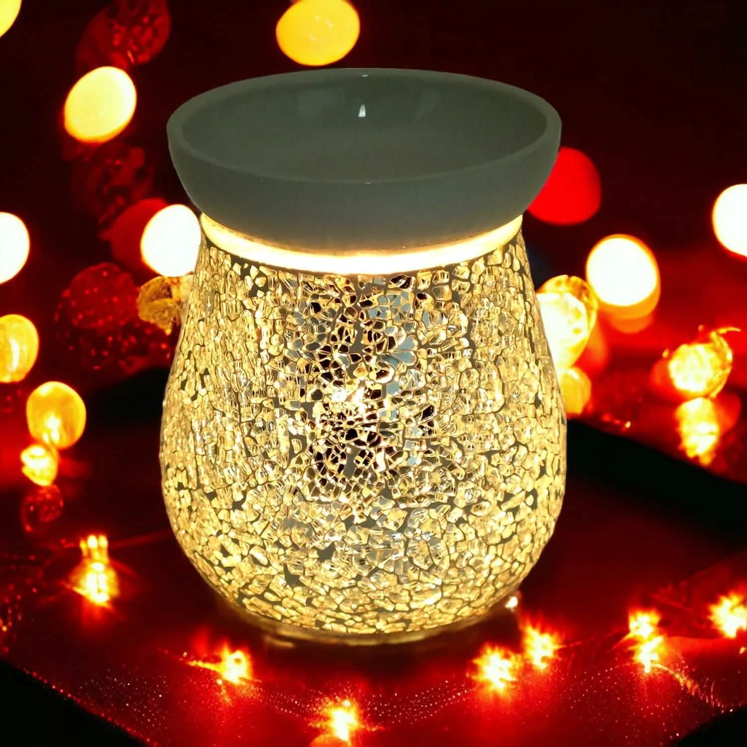 Electric Wax Melt Burner - Silver Mosaic Crackle Lamp - 4USelects