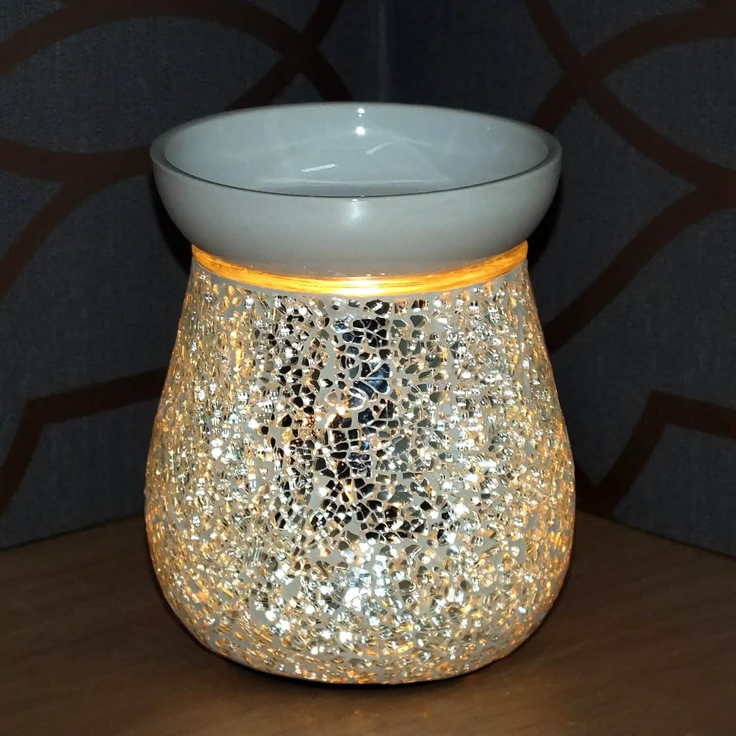 Electric Wax Melt Burner - Silver Mosaic Crackle Lamp - 4USelects