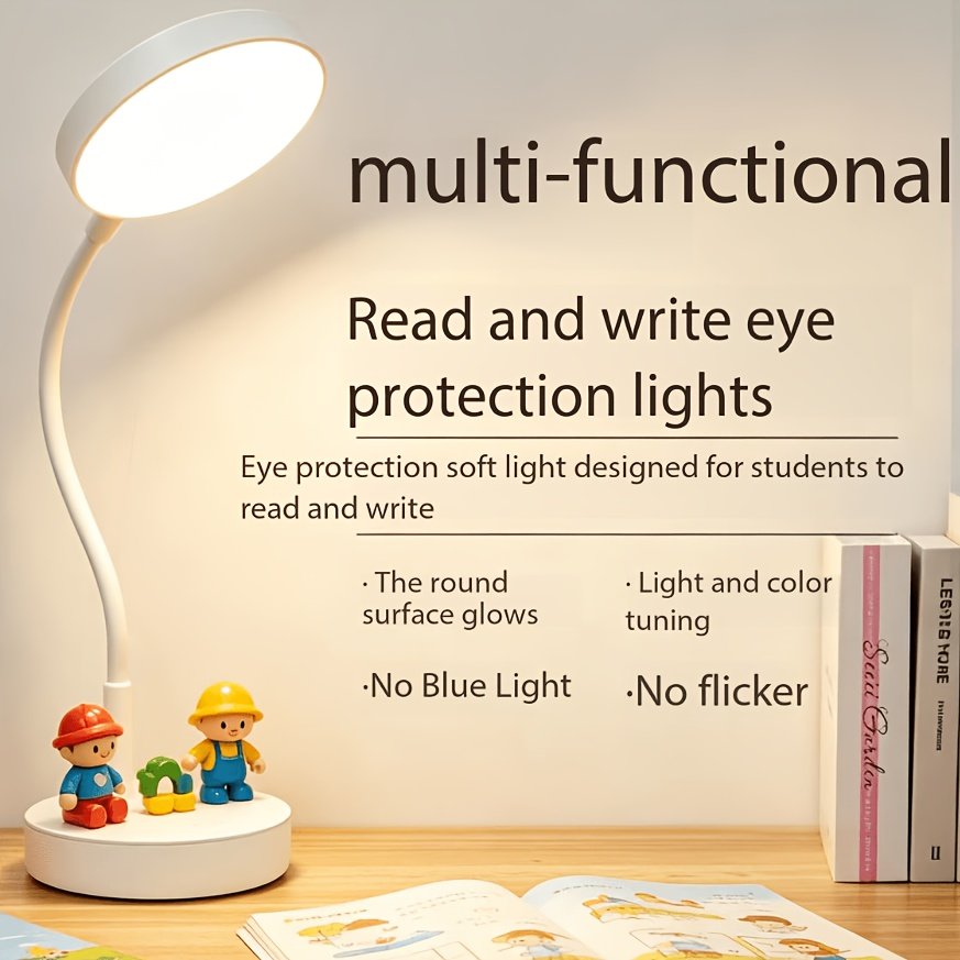Lámpara de Escritorio LED Recargable Brazo 360° vista lateral que muestra el perfil completo