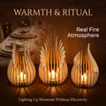 Flame - Shaped Wood Candle Holder Set – 3pcs - 4USelects