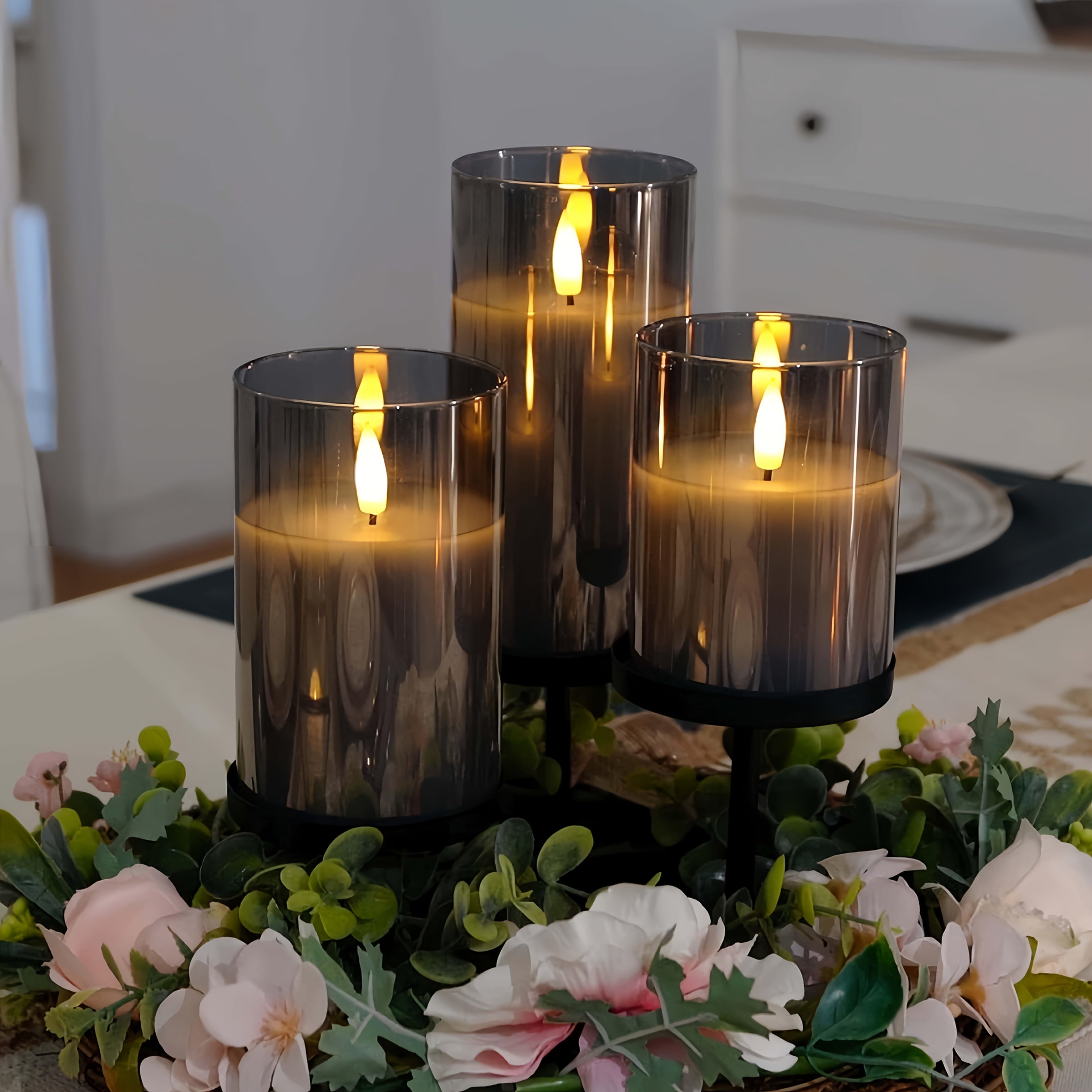 Flameless Candles Set of 3 – Gray Electronic LED - 4USelects