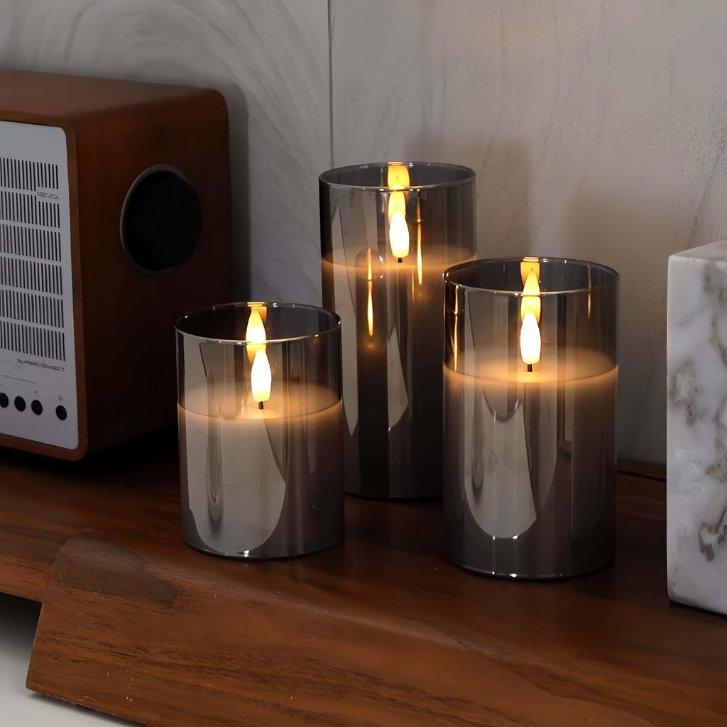 Flameless Candles Set of 3 – Gray Electronic LED - 4USelects