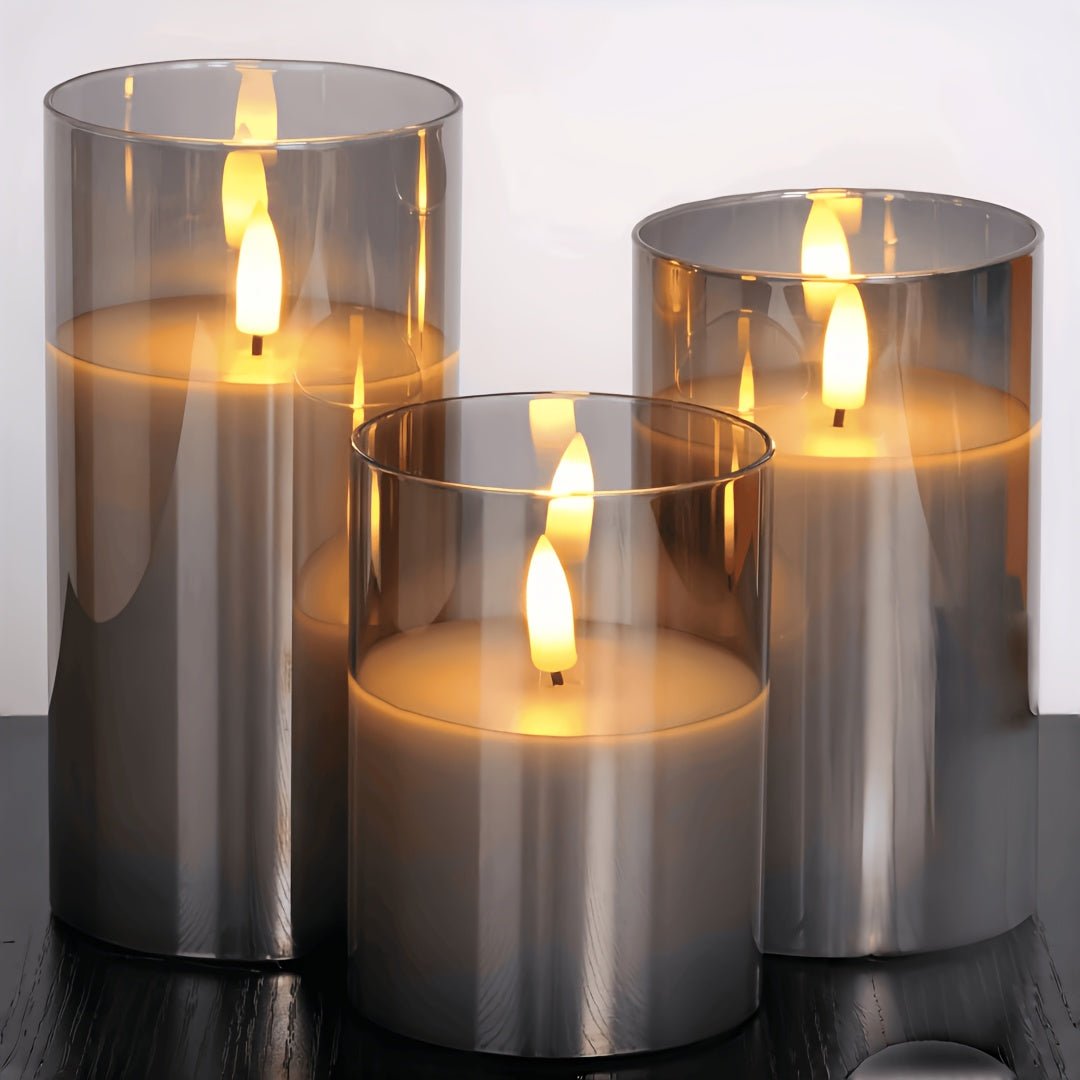 Flameless Candles Set of 3 – Gray Electronic LED - 4USelects