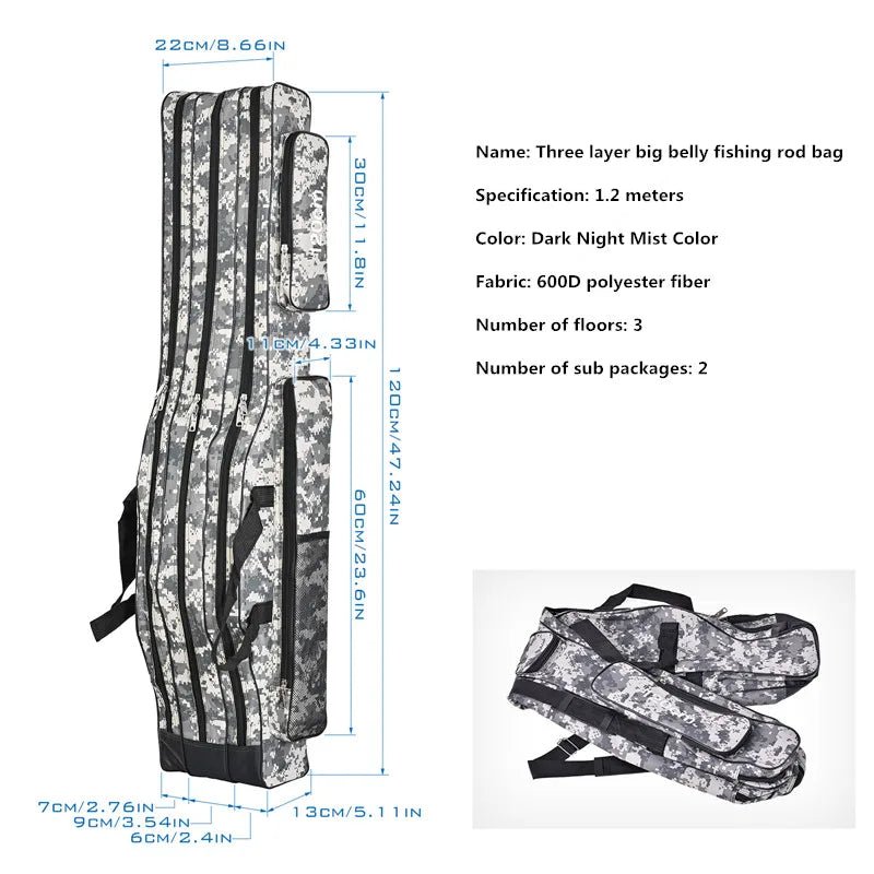 Foldable 3 - Layer Fishing Rod Bag - Outdoor Storage Essential - 4USelects