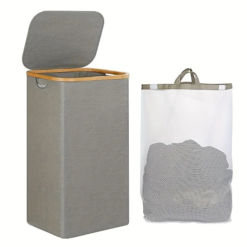 Foldable Laundry Basket with Lid & Removable Bag - 4USelects