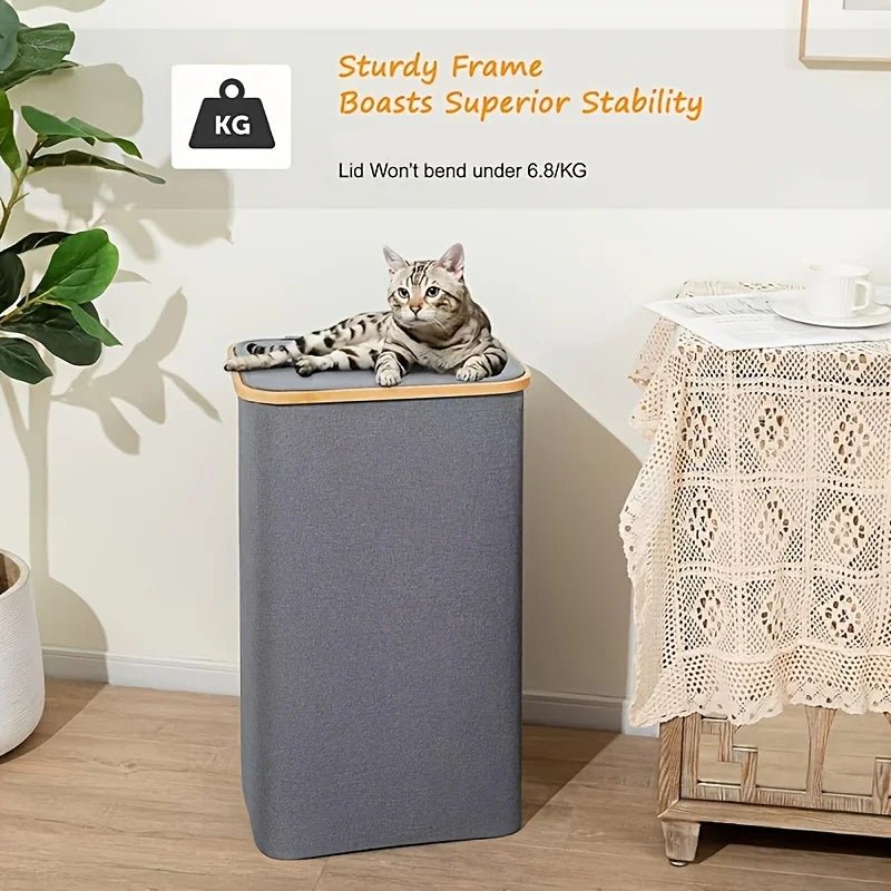 Foldable Laundry Basket with Lid & Removable Bag - 4USelects