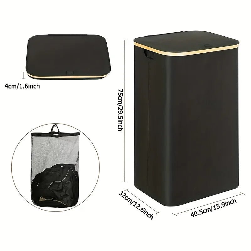 Foldable Laundry Basket with Lid & Removable Bag - 4USelects