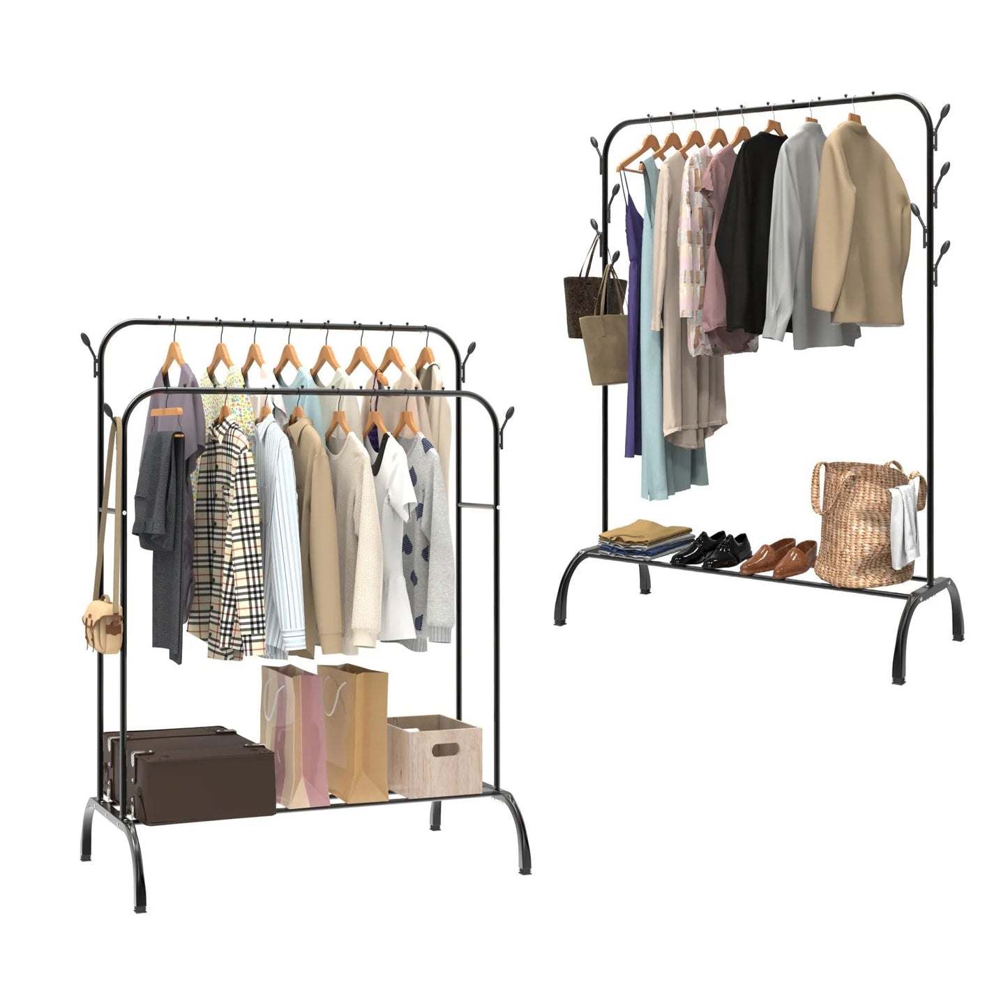 Freestanding Metal Clothes Rail with 8 Hooks - 4USelects