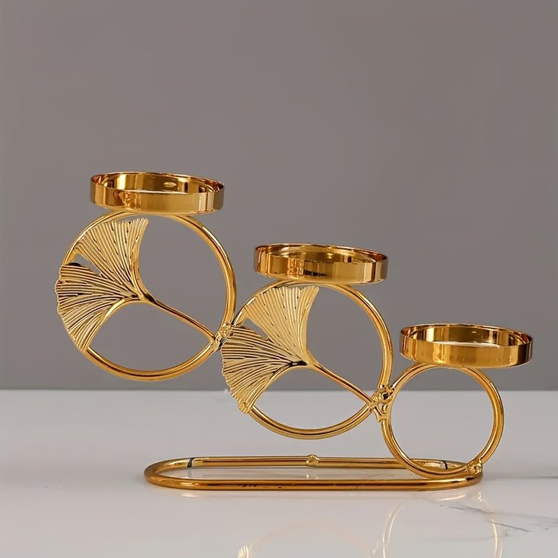 Ginkgo Leaf Iron Candlestick – Multi - Head Gold Decor - 4USelects