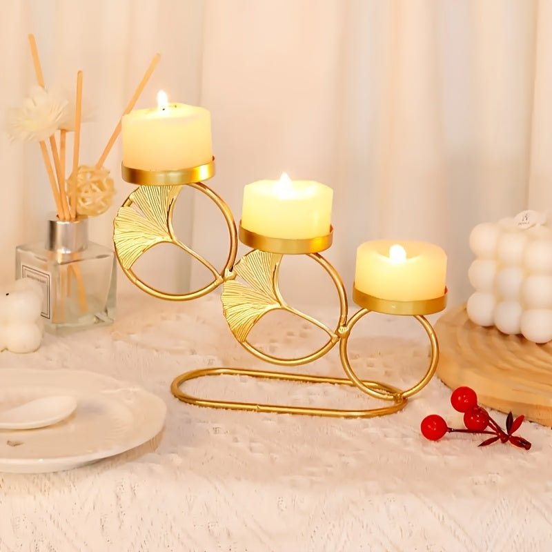 Ginkgo Leaf Iron Candlestick – Multi - Head Gold Decor - 4USelects