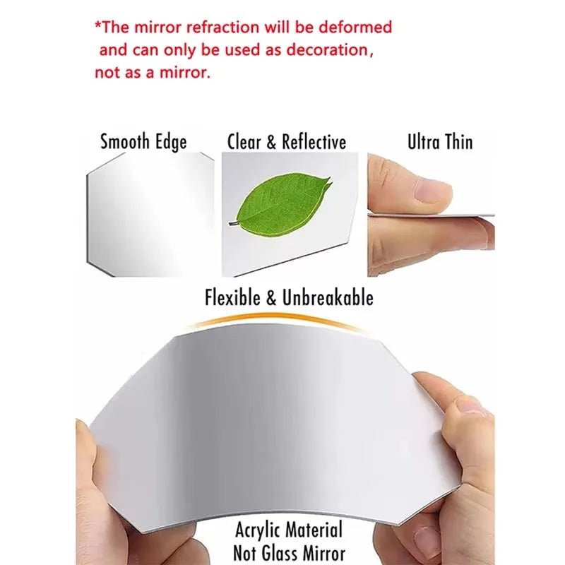 Hexagon Mirror Wall Stickers - DIY Decorative Tiles - 4USelects