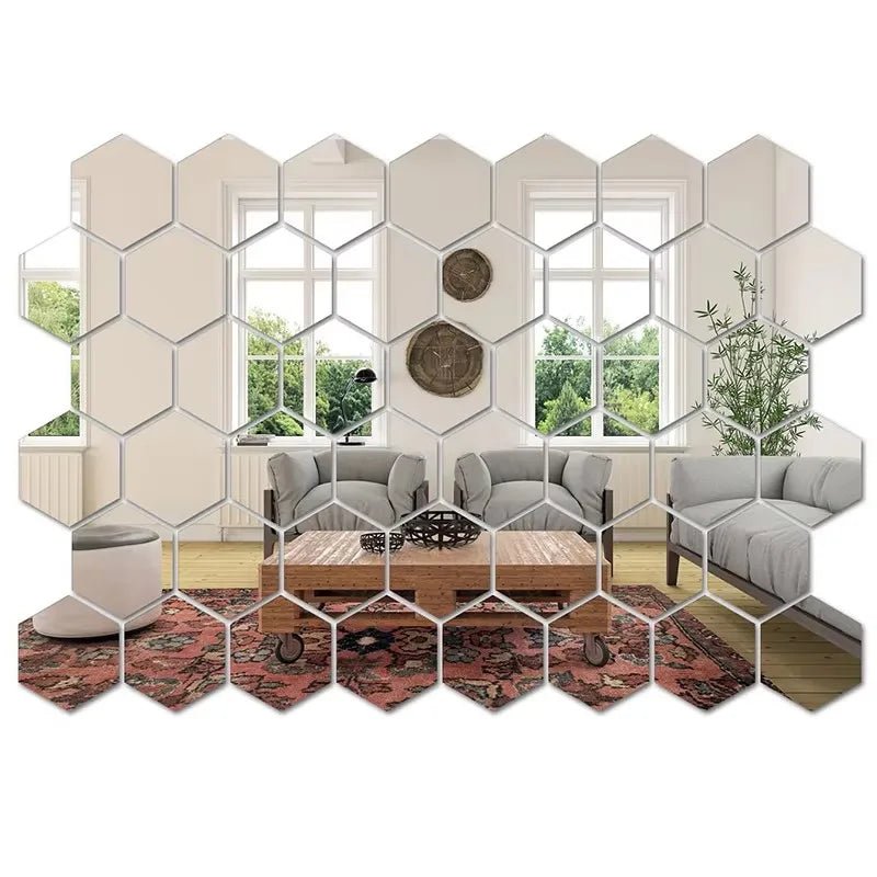 Hexagon Mirror Wall Stickers - DIY Decorative Tiles - 4USelects