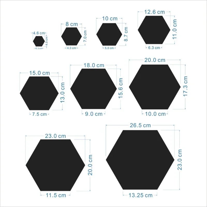 Hexagonal Acrylic Mirror Wall Stickers - 12Pcs Set - 4USelects