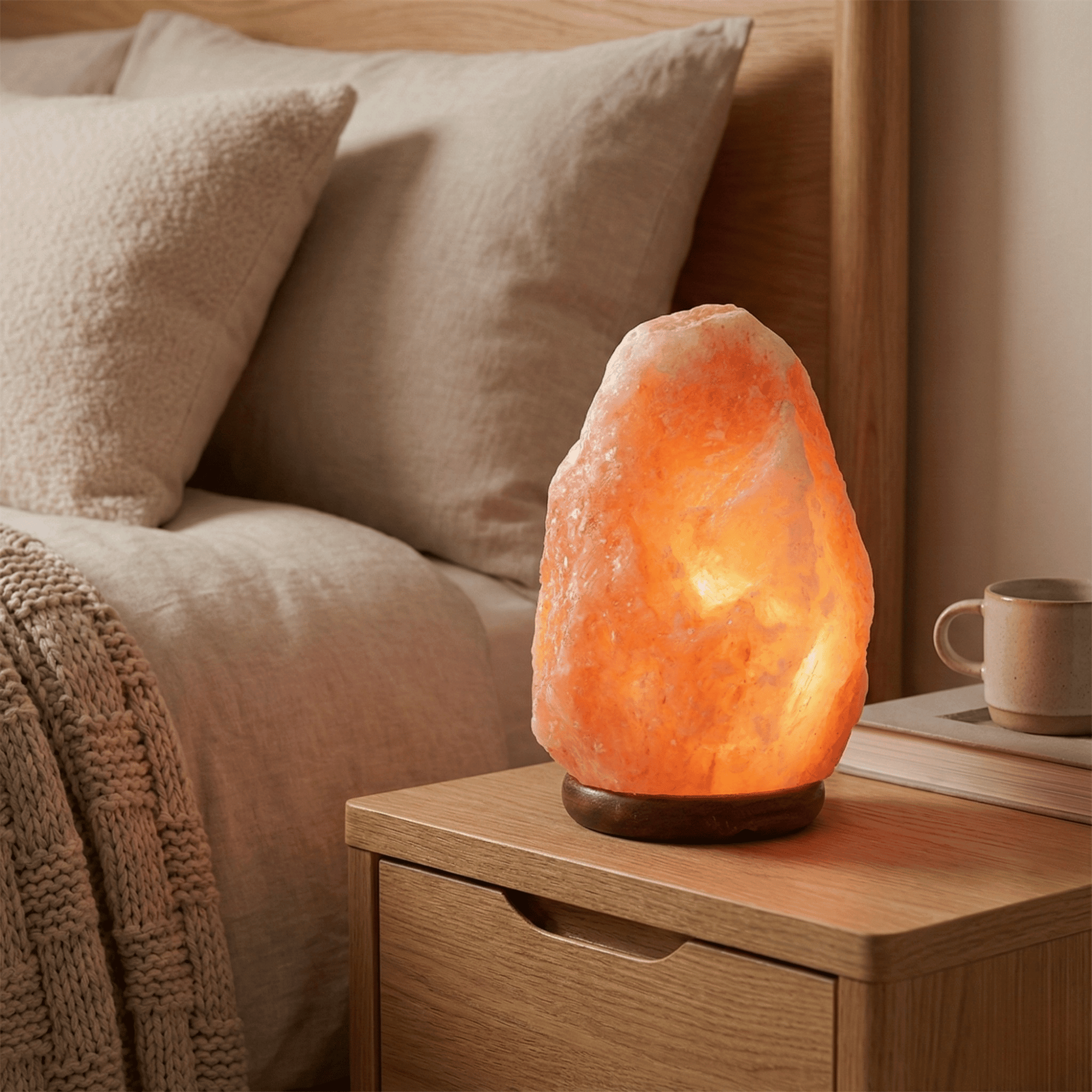 Himalayan Crystal Salt Lamp - Wood Base Night Light - 4USelects