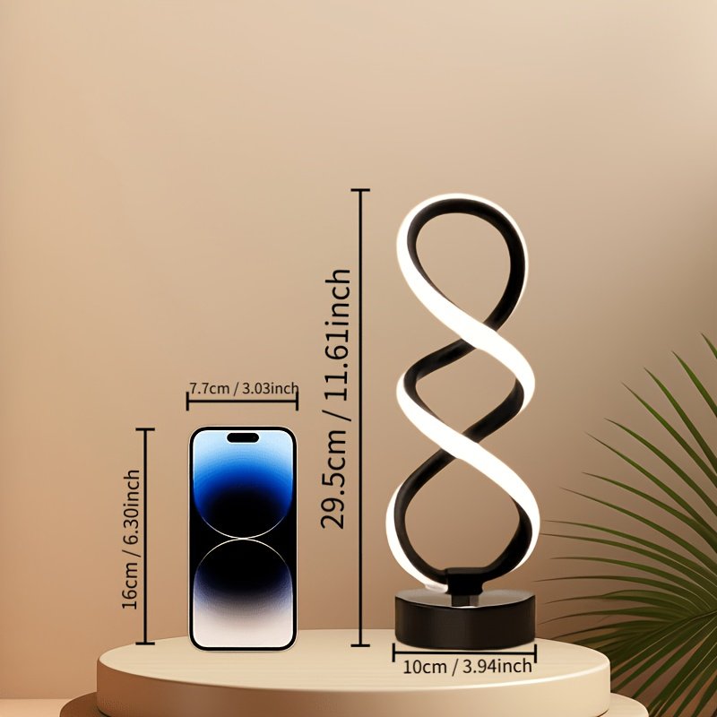 Juego 2 Lámparas de Escritorio LED Espiral vista lateral que muestra el perfil completo