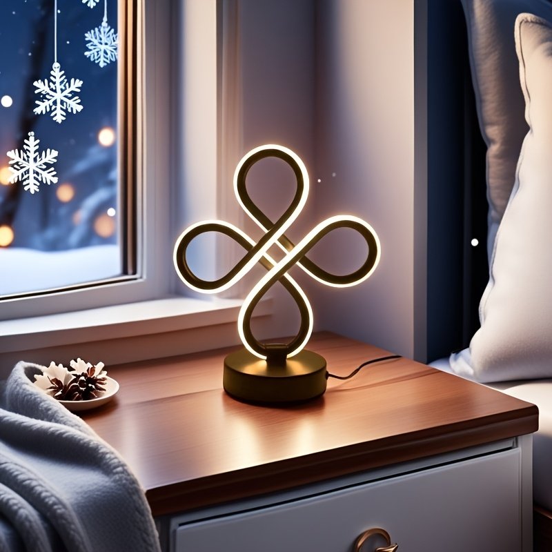 Lámpara de Escritorio LED Aluminio Nudo Chino vista lateral que muestra el perfil completo