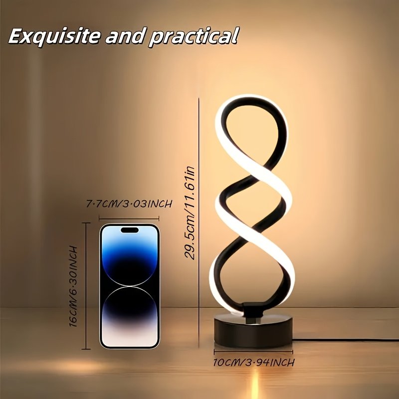 Lámpara de Escritorio LED Concha Espiral USB detalle del acabado y la estructura de metal