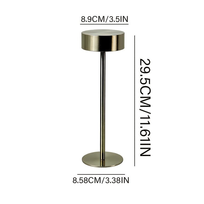 Lámpara de Escritorio LED Recargable Táctil Metal vista lateral que muestra el perfil completo