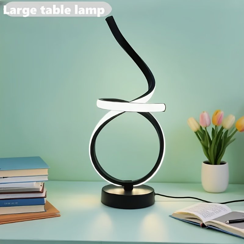 Lámpara de Mesa LED Flotante Cinta USB Regulable apagada sobre un buró junto a la cama