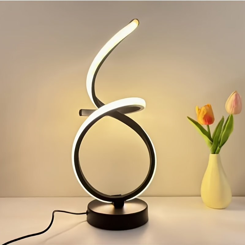 Lámpara de Mesa LED Flotante Cinta USB Regulable con luz fría encendida en un estudio