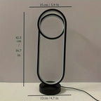 Lámpara de Mesa LED Doble Anillo USB Regulable apagada sobre un buró junto a la cama