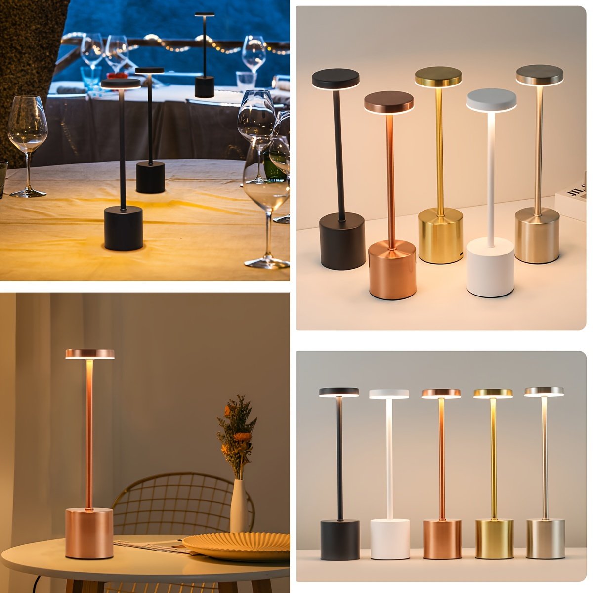 Lámpara de Mesa Táctil Metal Europeo Regulable detalle del acabado y la estructura de metal