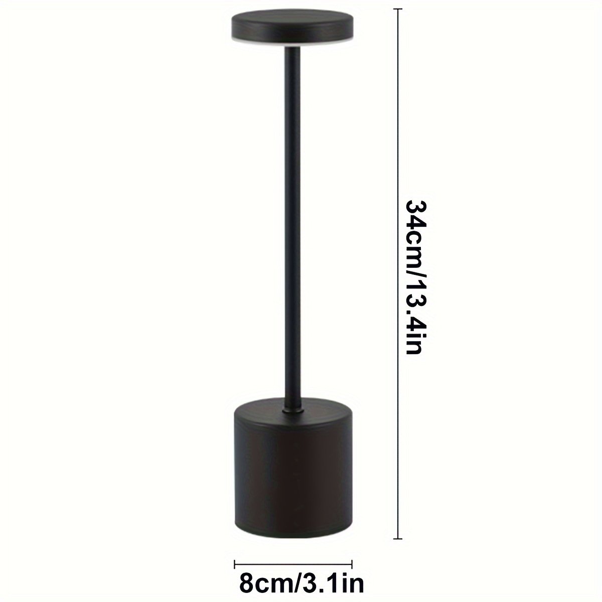 Lámpara de Mesa Táctil Metal Europeo Regulable vista lateral que muestra el perfil completo