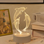 Lámpara de Noche LED 3D Delfín USB Decorativa detalle del cable de alimentación USB