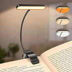 Lámpara de Lectura LED con Pinza Cuello Flexible encendida sobre un escritorio de madera