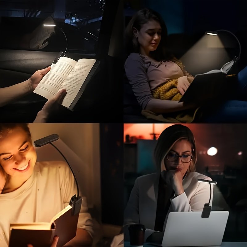 Lámpara de Lectura LED con Pinza Cuello Flexible vista lateral que muestra el perfil completo