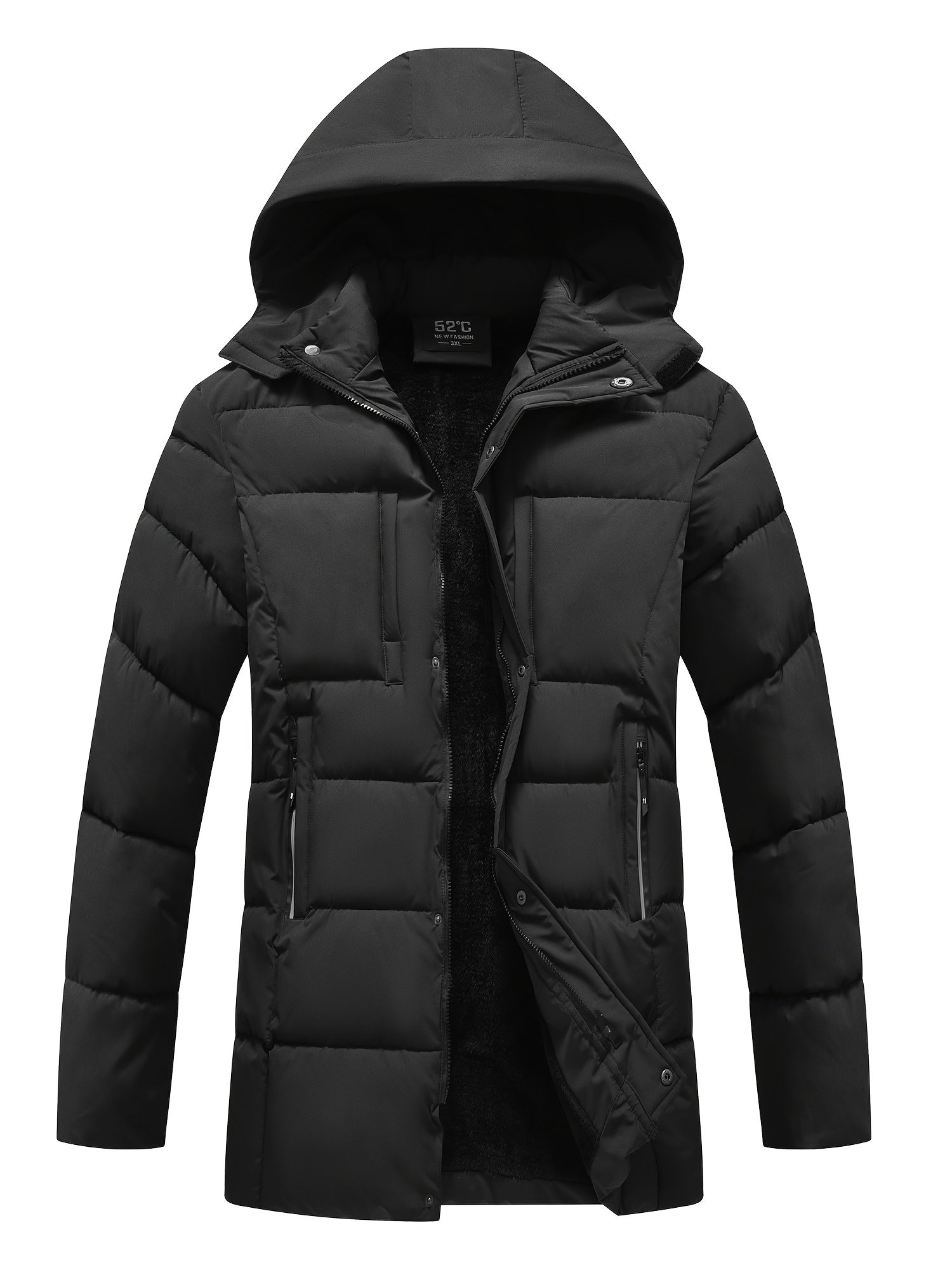 Long - Length Men’s Cold Weather Jacket – Hooded & Insulated - 4USelects