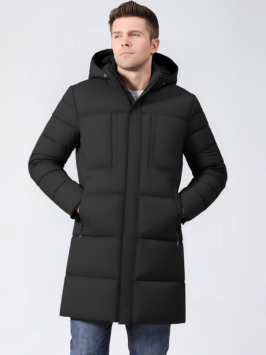 Long - Length Men’s Cold Weather Jacket – Hooded & Insulated - 4USelects