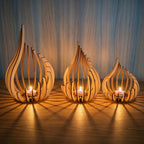 Lotus Tea Light Holders Set of 3 - Boho Glass Decor - 4USelects