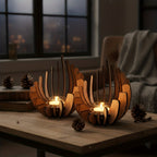 Lotus Wood Tealight Holder Set – 2pcs Handcrafted - 4USelects
