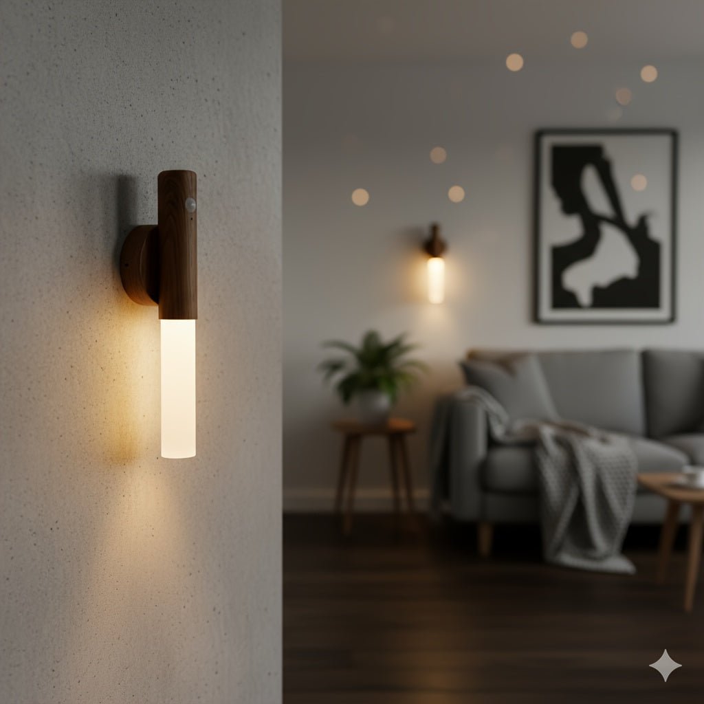 Magnetic Motion Sensor Wall Light – Wood, USB - 4USelects