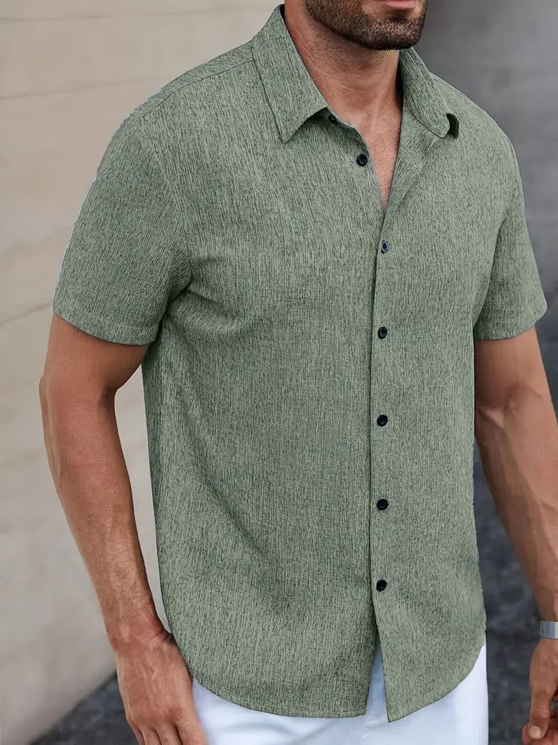 Men’s 100% Linen Short Sleeve Sports Shirt - 4USelects