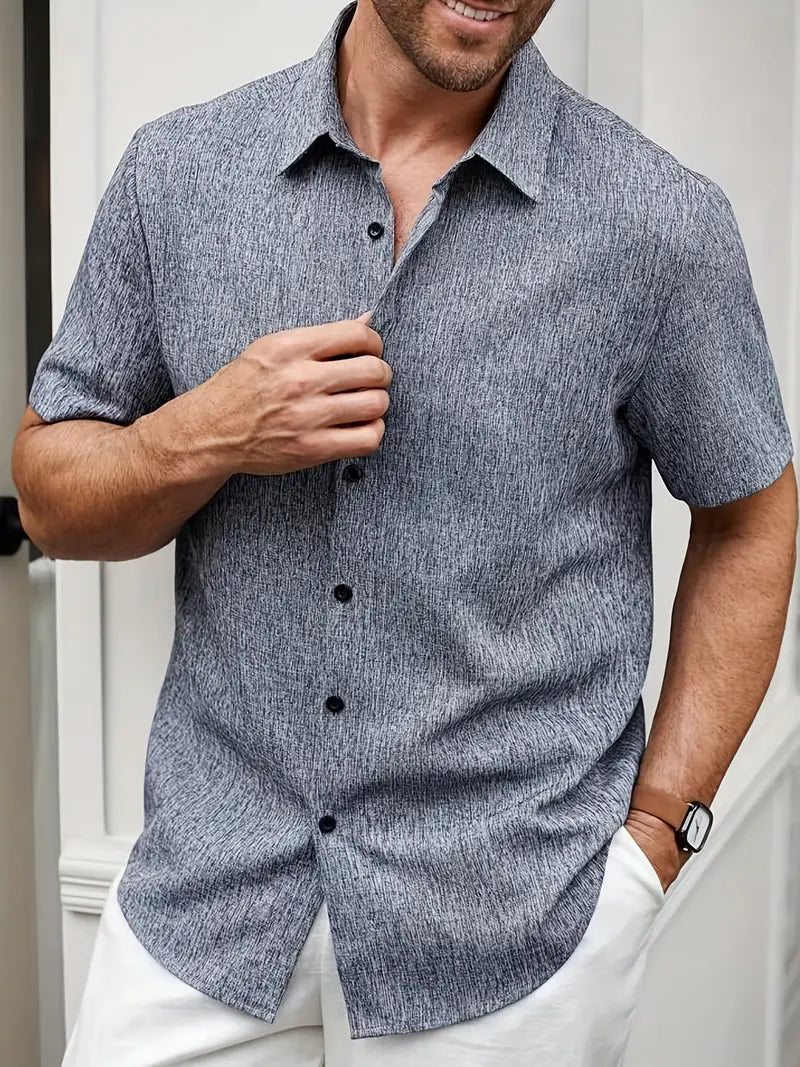 Men’s 100% Linen Short Sleeve Sports Shirt - 4USelects