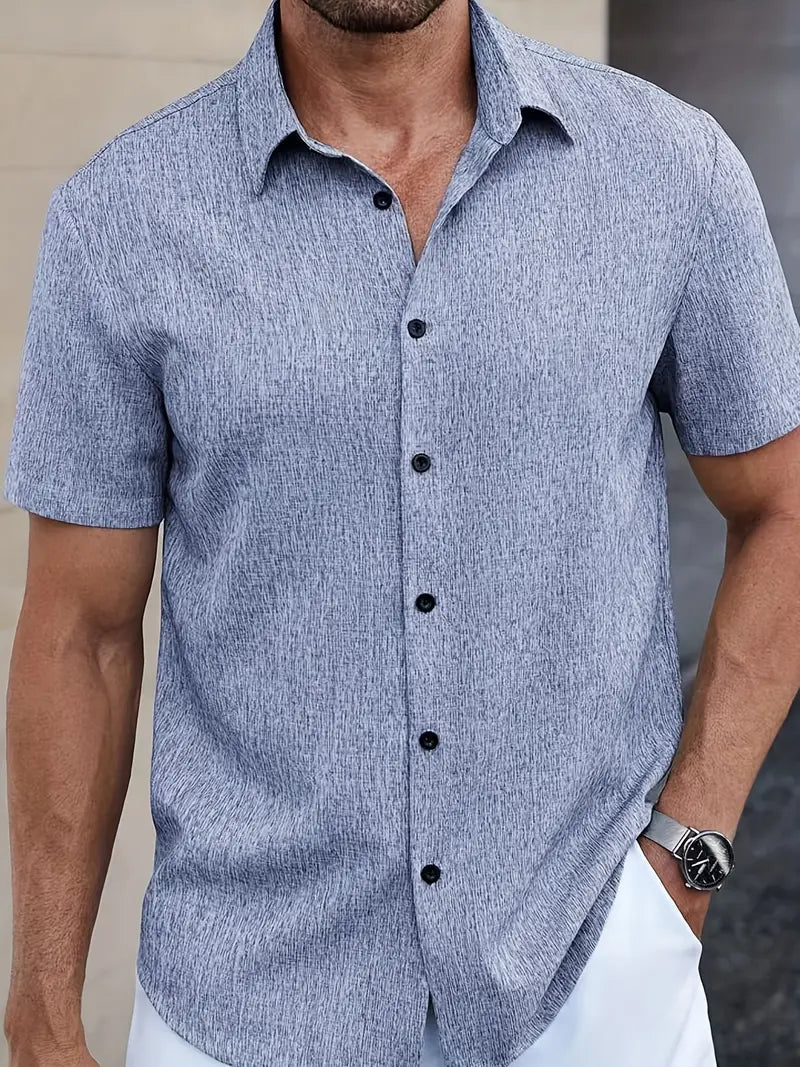 Men’s 100% Linen Short Sleeve Sports Shirt - 4USelects