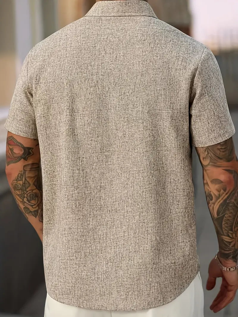 Men’s 100% Linen Short Sleeve Sports Shirt - 4USelects