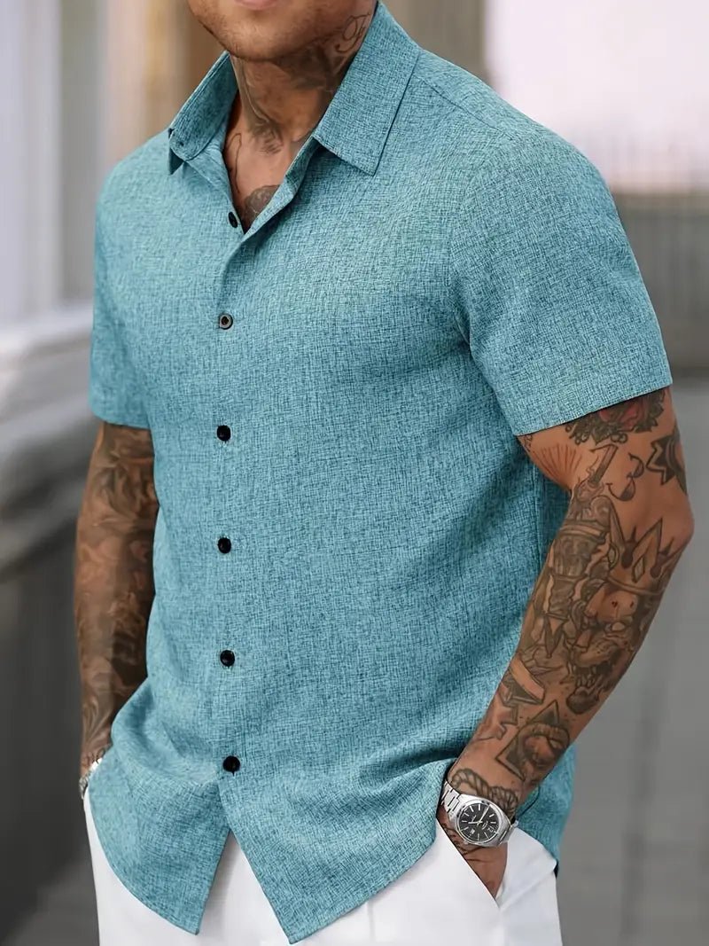 Men’s 100% Linen Short Sleeve Sports Shirt - 4USelects