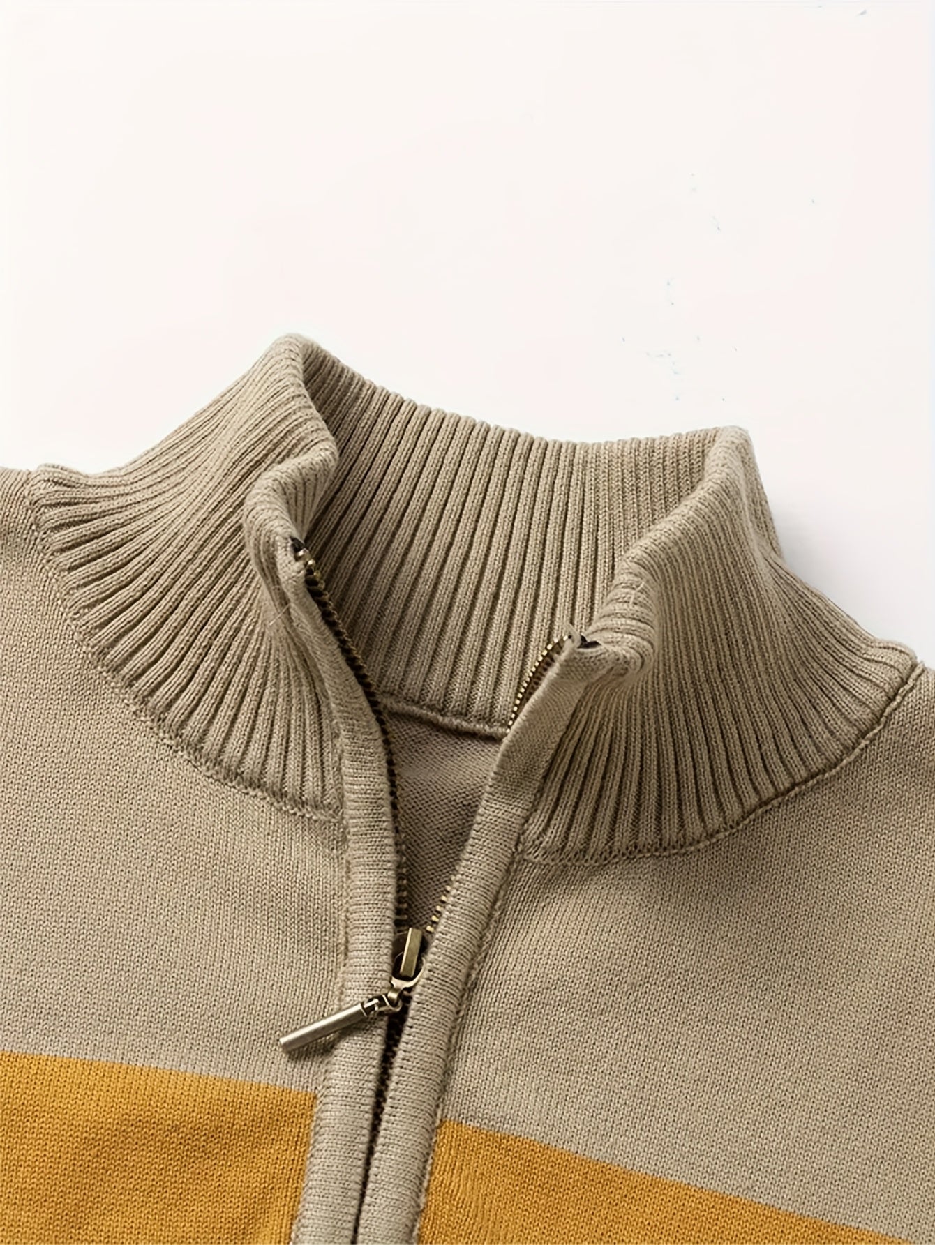 Men’s Stand‑Collar Horizontal Stripe Sweater for Fall/Winter - 4USelects