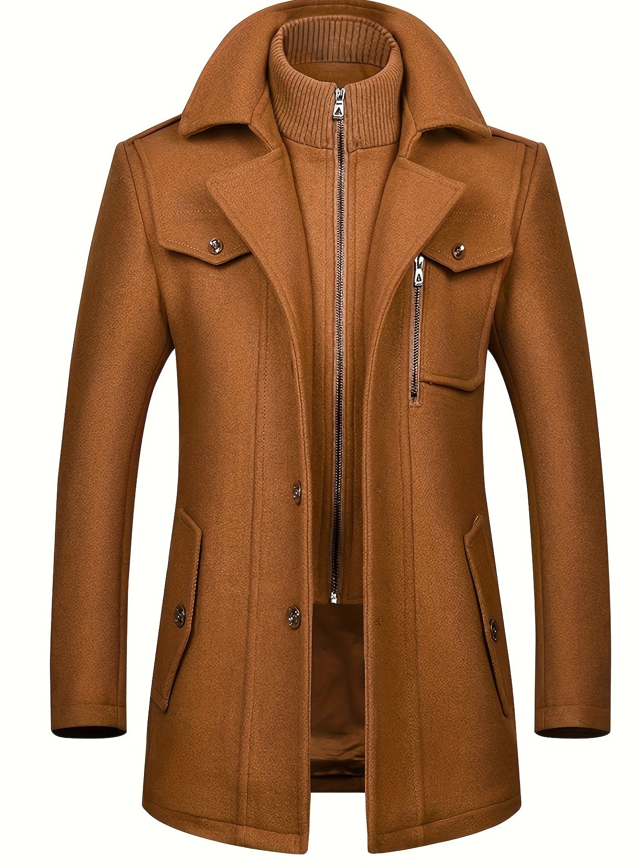 Men’s Thickened Formal Tweed Coat – Detachable Collar Design - 4USelects