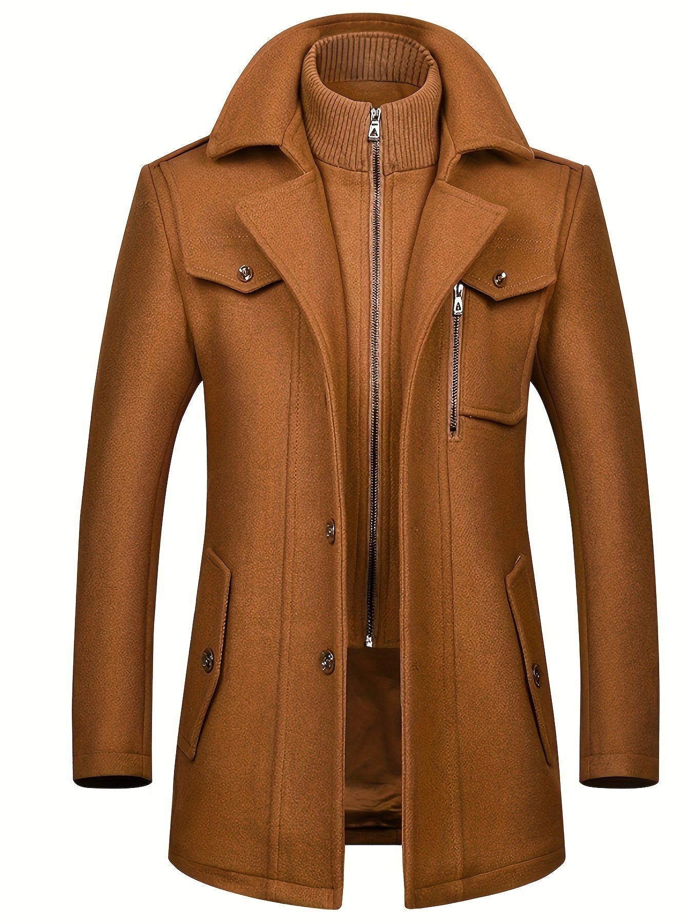 Men’s Thickened Formal Tweed Coat – Detachable Collar Design - 4USelects